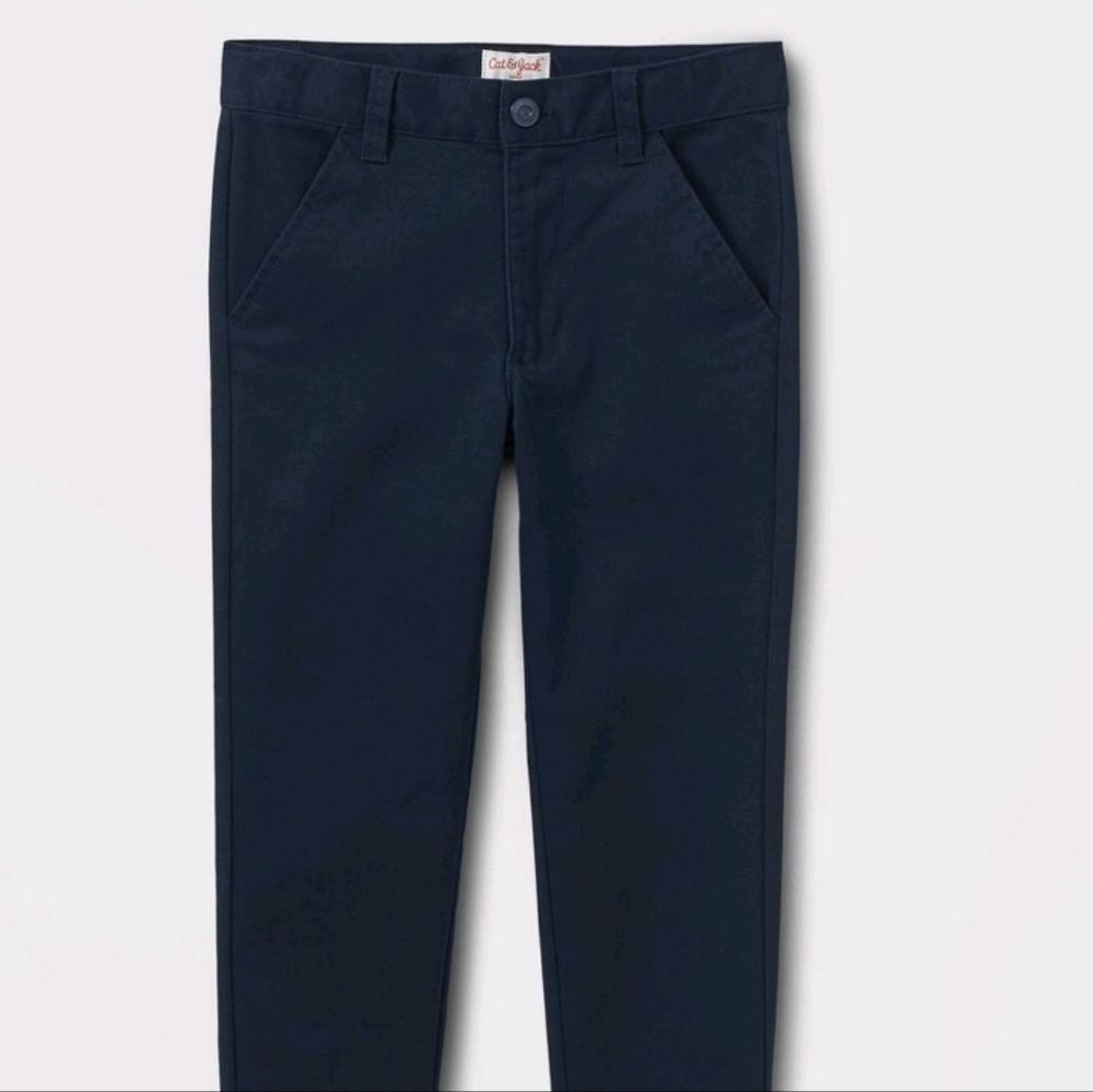 New cat and Jack navy blue slim fit skinny uniform pants 18 husky boys